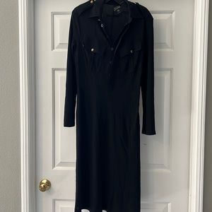 Jean Paul Gaultier Femme Italy dress black long sleeve 10. Vintage military.